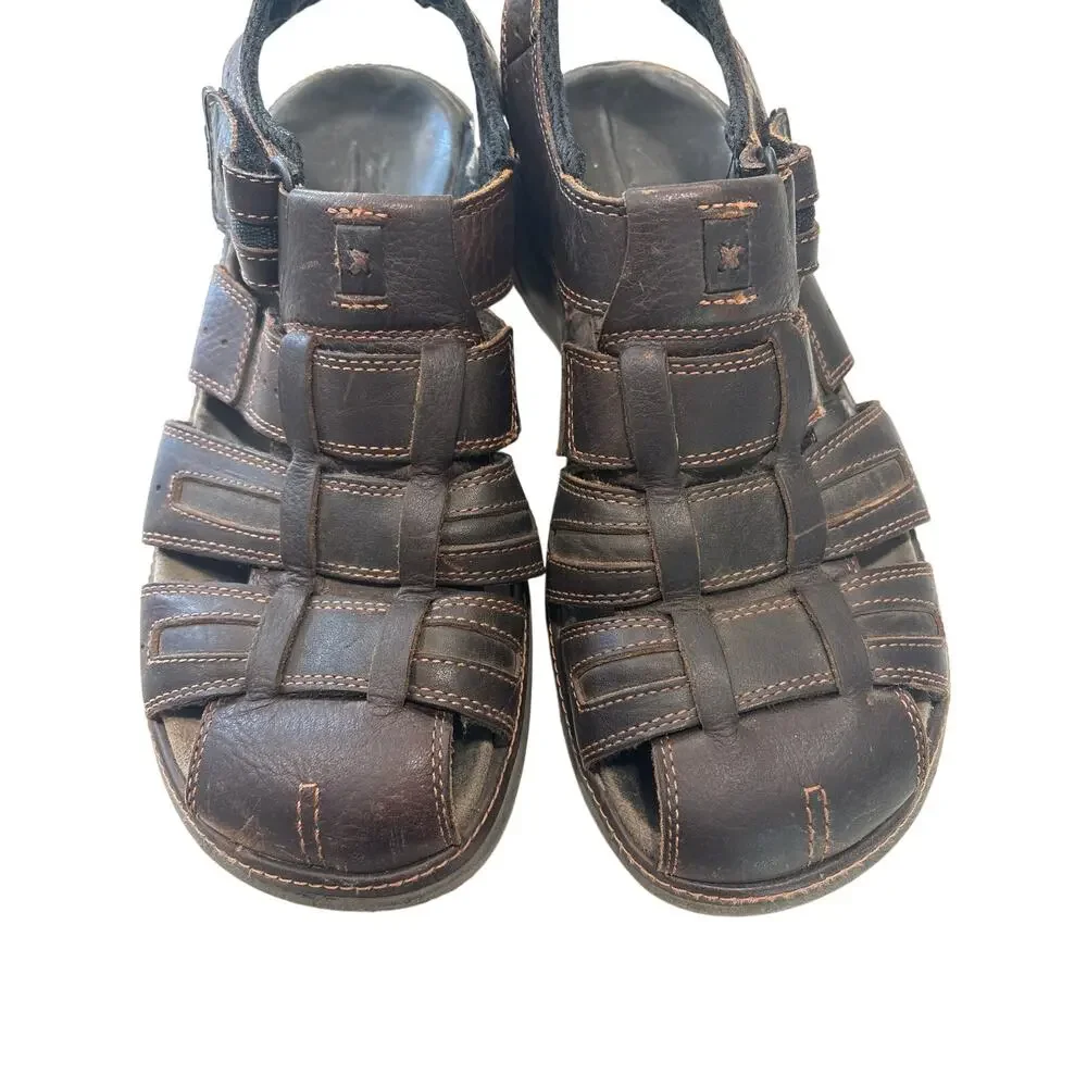 Clarks Men's Size 9 Walkford Fisherman Sandal - Brown Leather